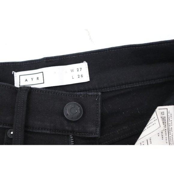 Ayr Jeans Womens 27 High Rise Skinny Jet Black Denim stretch pockets - Picture 8 of 12